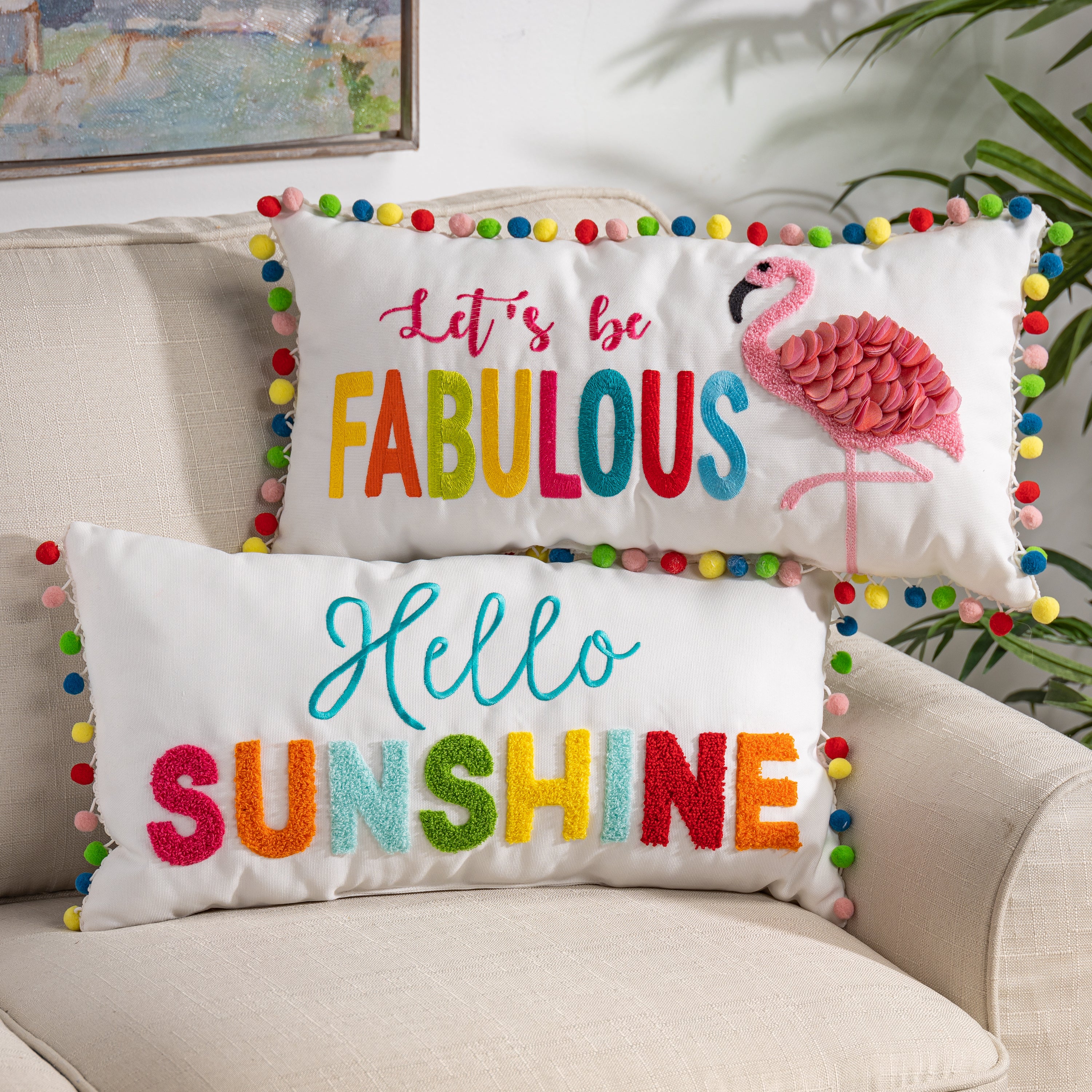 Vibrant 20 Inch Fabric Spring Pillows Set of 2